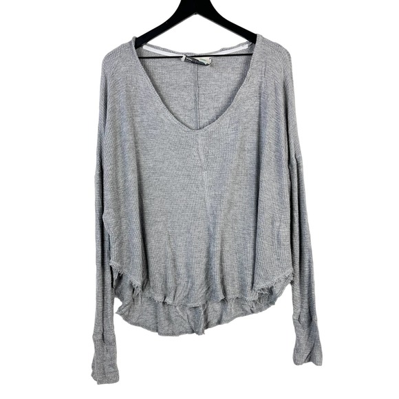 Anthropologie Tops - Saturday Sunday Anthropologie (M) Waffle Knit Thermal Scoop Tee Shirt Gray